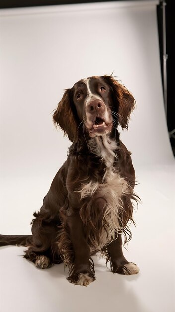 Photo american water spaniel dog looking at camera photo studio