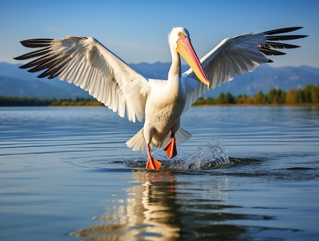 American white pelican bird water landing flying wallpaper hd