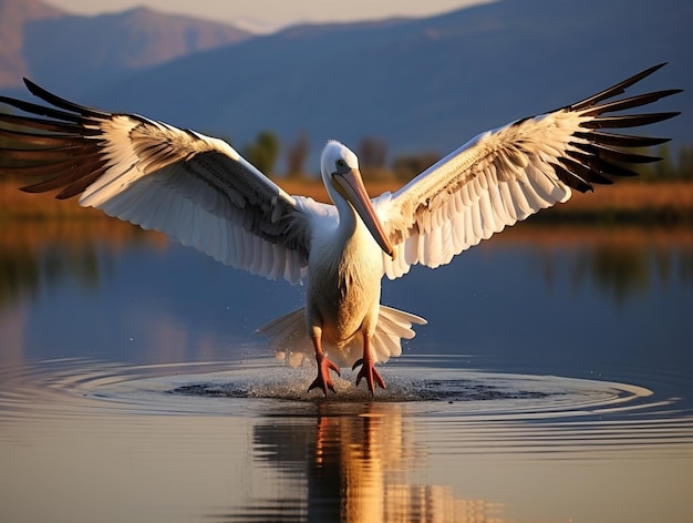 American white pelican bird water landing flying wallpaper hd