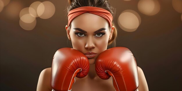 Photo american woman in headband and boxing gloves supporting election campaign concept election campaign american woman headband boxing gloves support