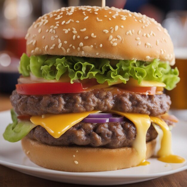 Americas national dish hamburger closeup image ai generated