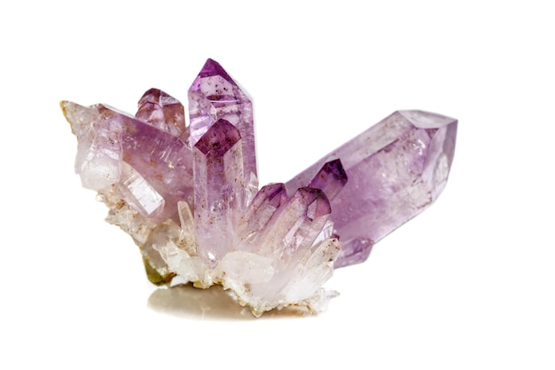 Amethyst Crystal Druse macro mineral on white background