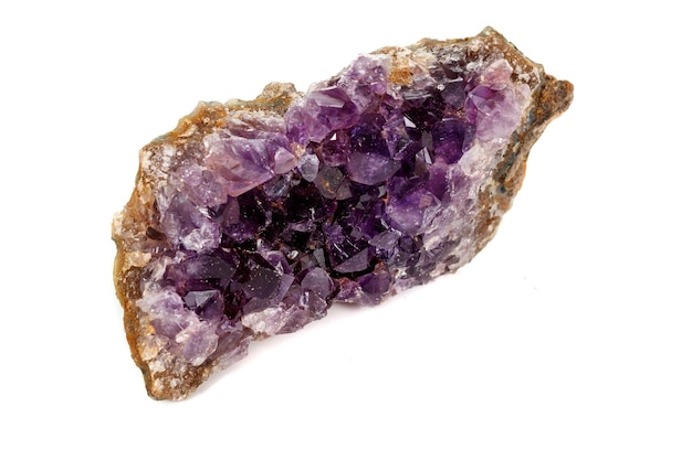 Amethyst Crystal Druse macro mineral on white background