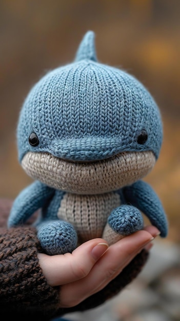 Amigurumi Handmade Blue Whale Cute Knitted Toy for Children Artisanal Detail