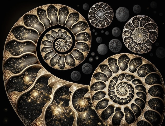 Ammonite fossil background created with Generative AI technology