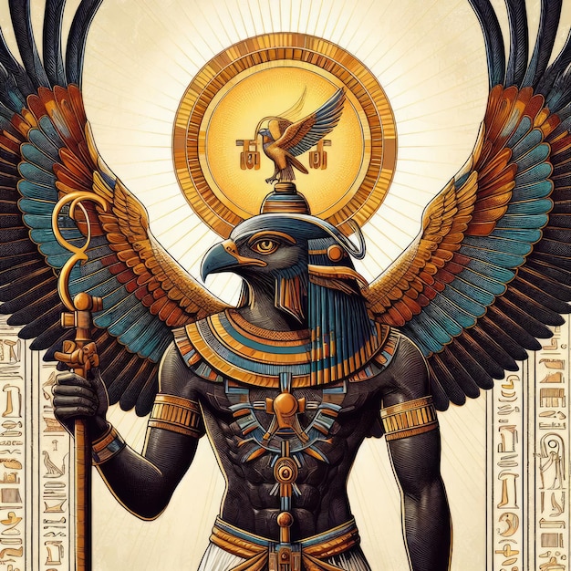 Amon Ra Egyptian mythology illustration