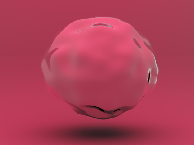 amorphous pink sphere with a shadow on a pink background. 3d render. 3d illustration