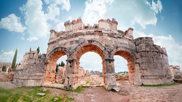 Amphitheater at the ruins of hierapolis in pamukkale turkey Unesco world heritage site in turkey