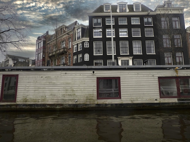 Amsterdam old houses view from canals