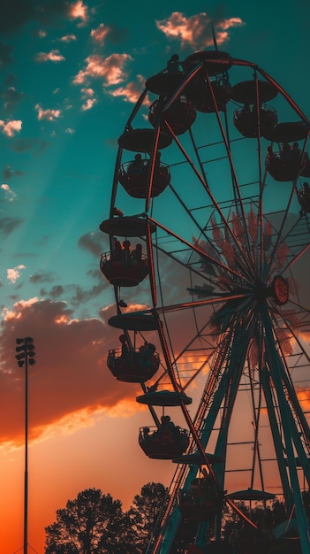 an amusement park with rides on a beach in the style of punk rock aesthetic