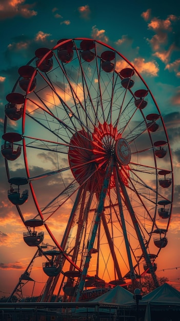 an amusement park with rides on a beach in the style of punk rock aesthetic