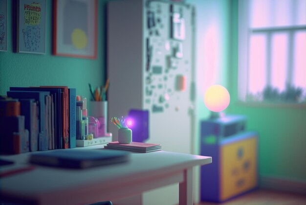 Analog photography of a teenager's room, lens blur, aesthetic, created with AI