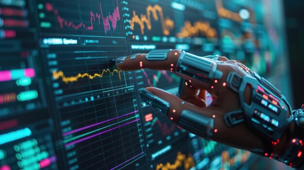 Photo analysis of ai trading artificial intelligence for handtracking sales graphs automated digital marketing online