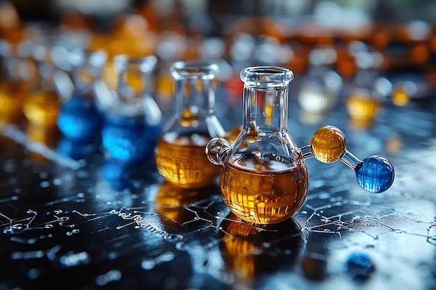 Analytical Chemistry chart detailing atomic molecular composition of organic solvent highlighting