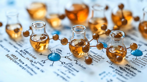 Photo analytical chemistry chart showing molecular composition of various chemical substance graphic