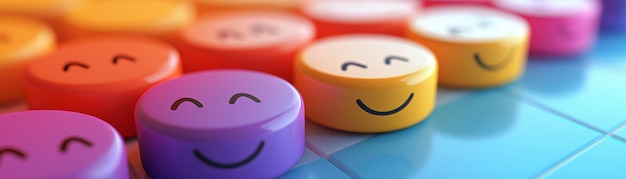 Photo analyzing consumer sentiment with emotive faces and colorful 3d charts high detail