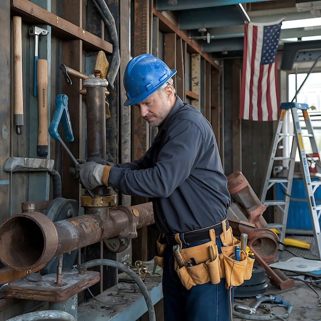 anamerican flag construction tools