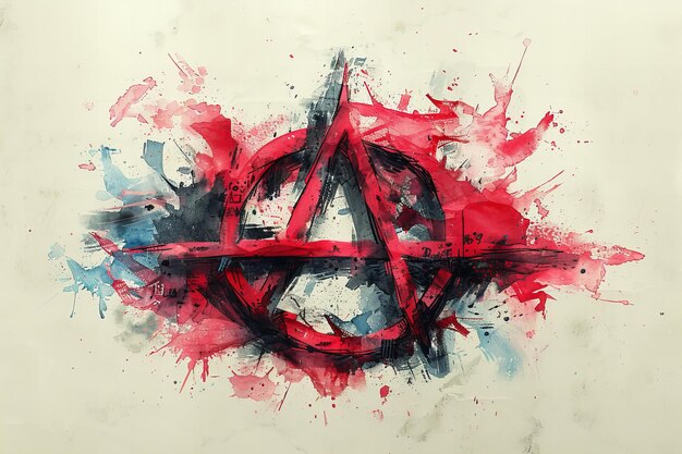 Photo a anarchy symbol drawn with red ink on a white background in a simple watercolor style clip art i