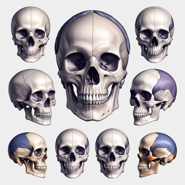 Photo anatomical skulls vector set