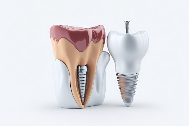 Anatomy of healthy teeth and tooth dental implant ai generative