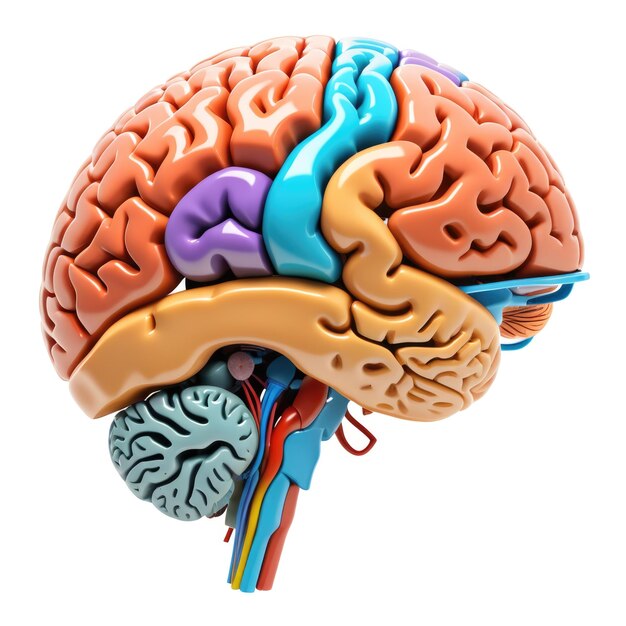 Anatomy of the human brain 3D illustration