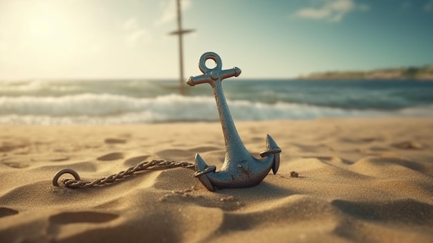 Anchor on the beach Generative Ai