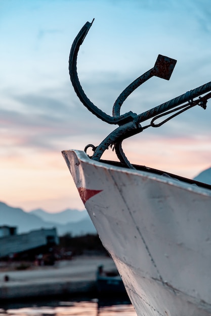 Anchor. fishing boats in the fishing harbor