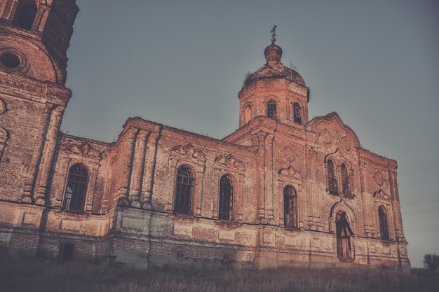 ancient abandoned and ruined Church crumbling red brick temple abandoned red brick temple