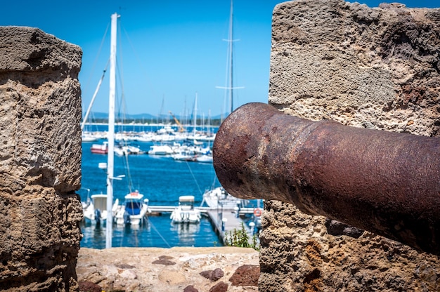 Ancient cannons on the ramparts of Alghero