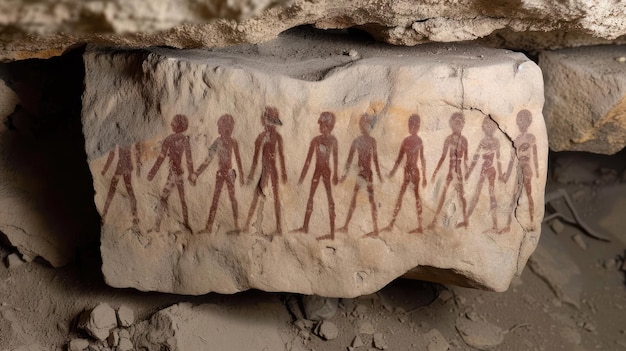 Ancient cave wall paintings of human figures