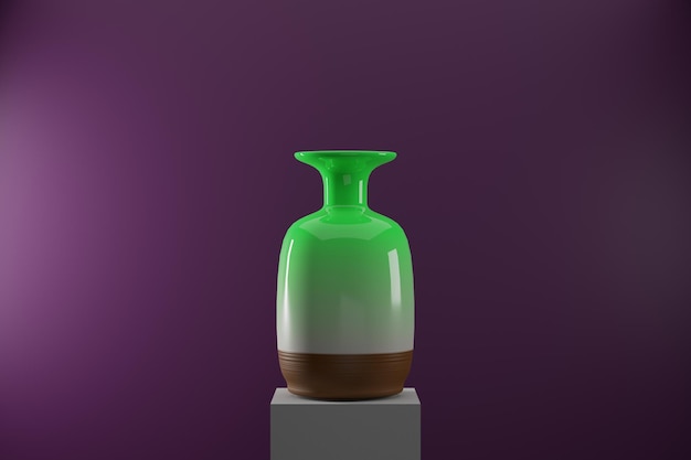 Ancient ceramic vase on a stand 3d render illustration for interior design or museum exhibition