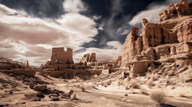 Ancient city in the desert rocks