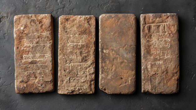 Photo ancient clay tablets with cuneiform writing