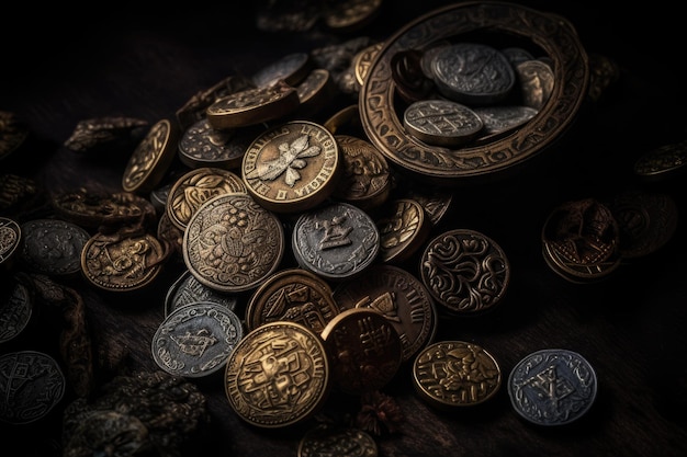 Ancient coins shine in historic harmony generative IA