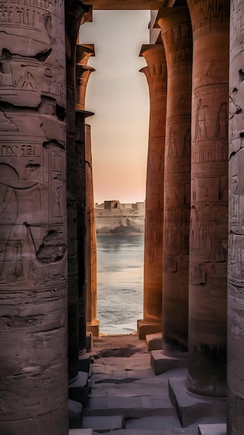 Ancient Columns and Wall Edfu travelling Egypt