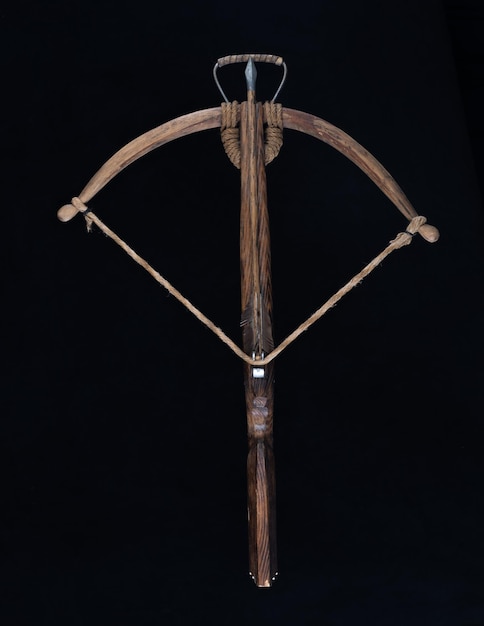 ancient crossbow isolated on black background