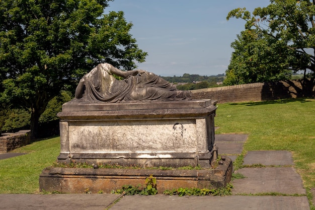 Ancient crypt in england with a statue