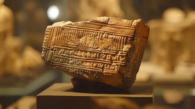 Ancient cuneiform script carved into a clay tablet