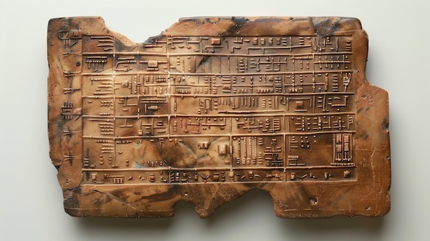 Photo ancient cuneiform script carved into a clay tablet