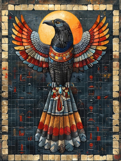 Photo ancient egypt art concept wall with vivid colors and magical wallpaper