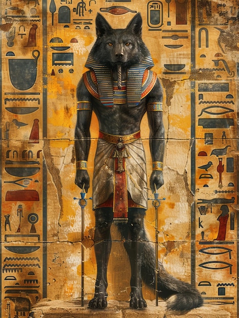 Photo ancient egypt art concept wall with vivid colors and magical wallpaper