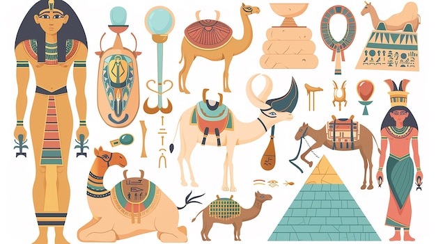 Photo ancient egypt set objects clip art collection