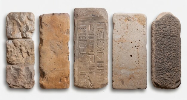 Photo ancient egyptian hieroglyphic stone tablets