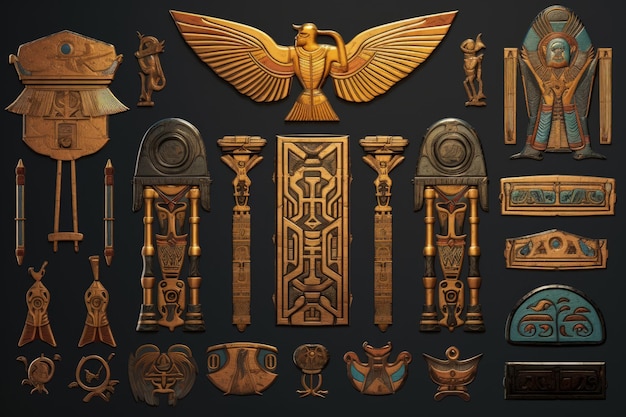 Ancient Egyptian Hieroglyphs and Artifacts Generative AI