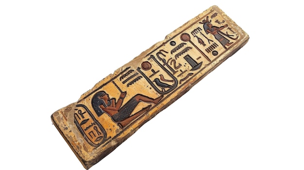 Ancient Egyptian Hieroglyphs Tablet on white background