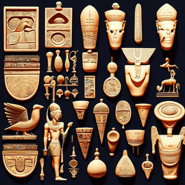 Photo ancient egyptian pharaonic statues and artifacts