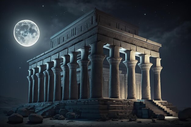 Ancient Egyptian temple of the gods Ancient temple with tall columns Generative AI