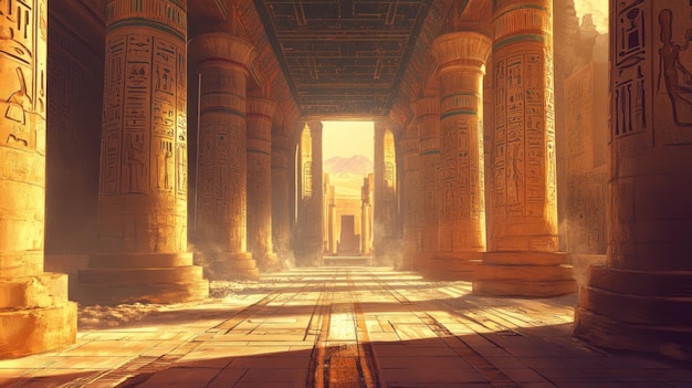 Photo ancient egyptian temple hallway