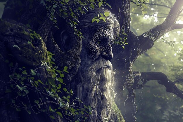 Photo ancient forest druids embody natures serene wisdom