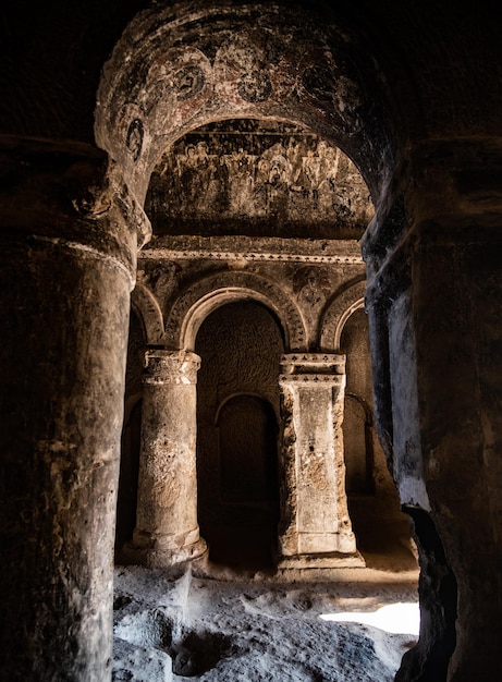 Ancient freskas of astonishing Selime Monastery in Cappadocia, Turkey